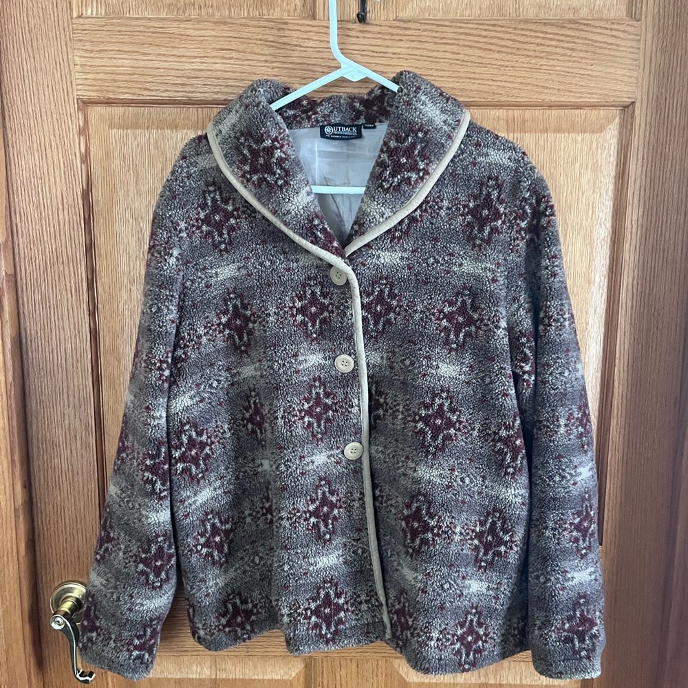 Vintage Outback trading com Brown Patterned Jacket pockets sizrvXL